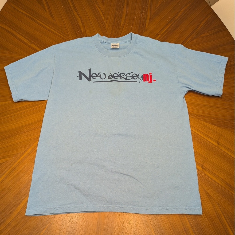 Perrin New Jersey T Shirt Mens Large Blue Good Graffiti Graphic Tee Short Sleeve